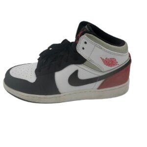 Nike Air Jordan 1 Mid SE GS Red/Black/Grey Toe Youth Shoes 6Y